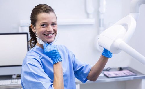 Dental hygienist smiles